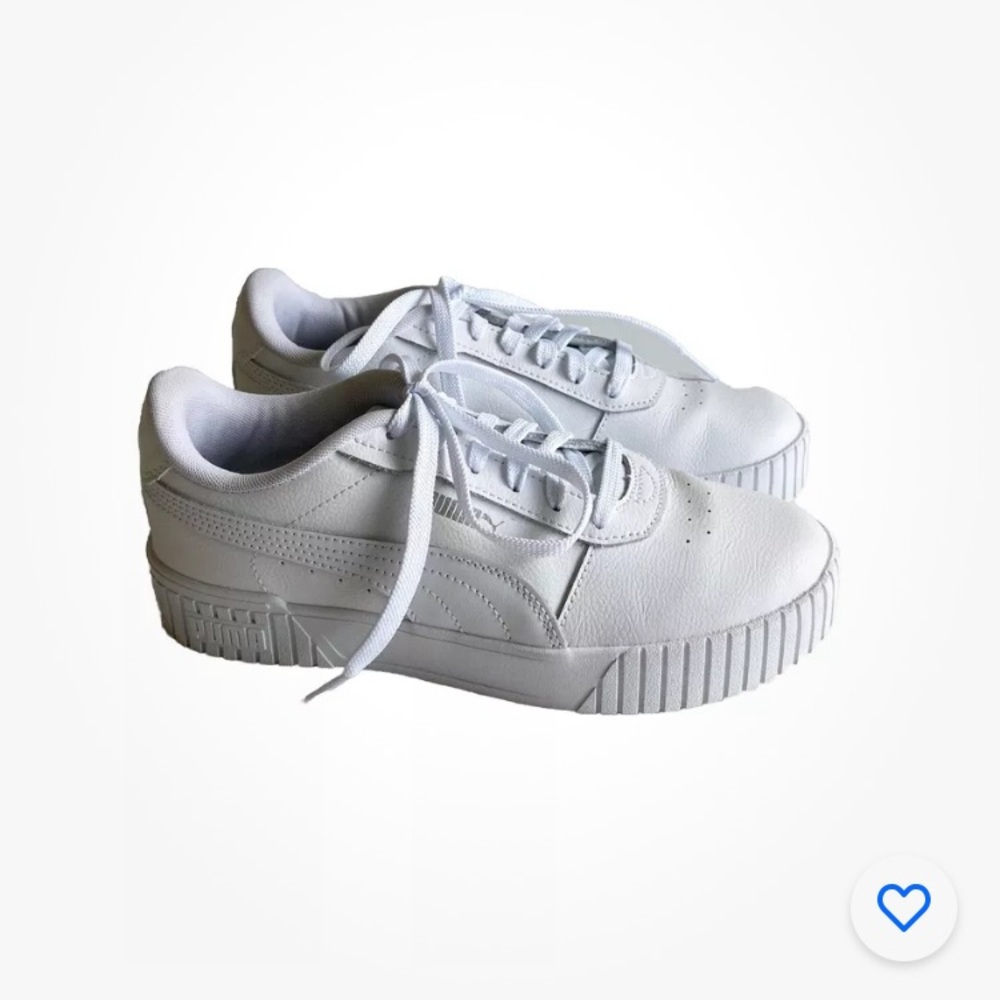 Puma 385849-02 White Leather Rubber Outsole Low Top Sneakers size 9